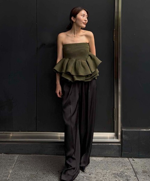 Styling ラッフルニットベアトップ ラッフルニットベアトップ（ベアトップ/ビスチェ）｜styling
