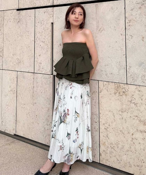 セール】ラッフルニットベアトップ（ニット/セーター）｜styling