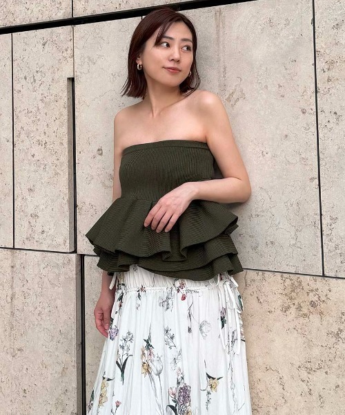 ラッフルニットベアトップ（ニット/セーター）｜styling