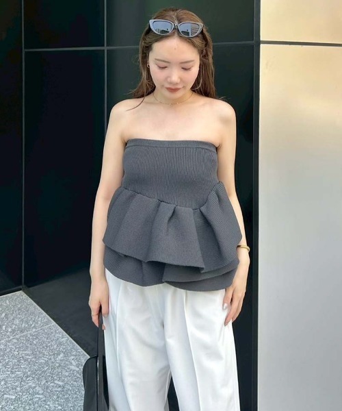 styling/スタイリング ラッフルニットベアトップ ラッフルニットベアトップ(ニット/カーディガン)｜トップス