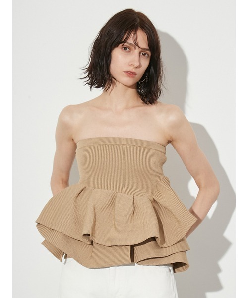 kikistyling/ ラッフルニットベアトップ ラッフルニットベアトップ(ニット/セーター)|styling