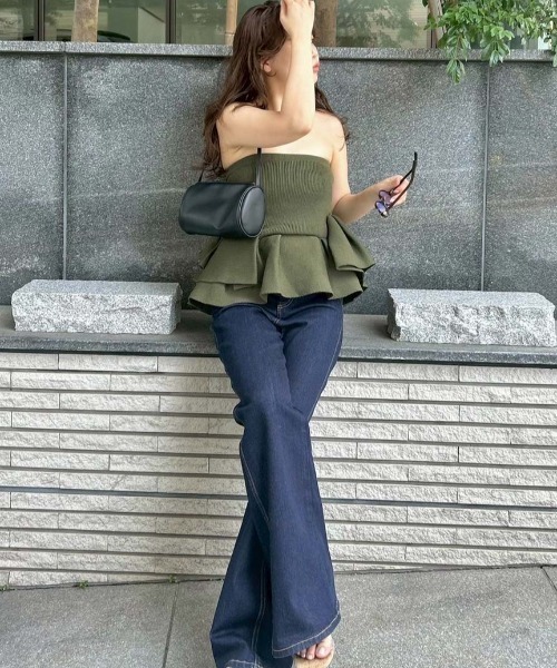 styling ラッフルニットベアトップ ラッフルニットベアトップ(ニット/カーディガン)｜トップス