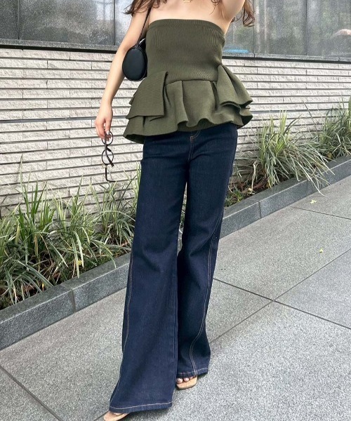 kikistyling/ ラッフルニットベアトップ ラッフルニットベアトップ