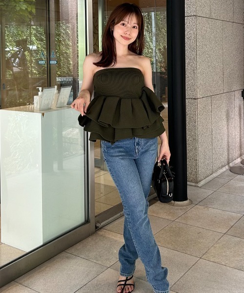 Styling ラッフルニットベアトップ ラッフルニットベアトップ（ニット/セーター）｜styling