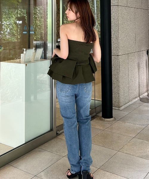 styling/ ラッフルニットベアトップ ラッフルニットベアトップ(ニット/カーディガン)｜トップス