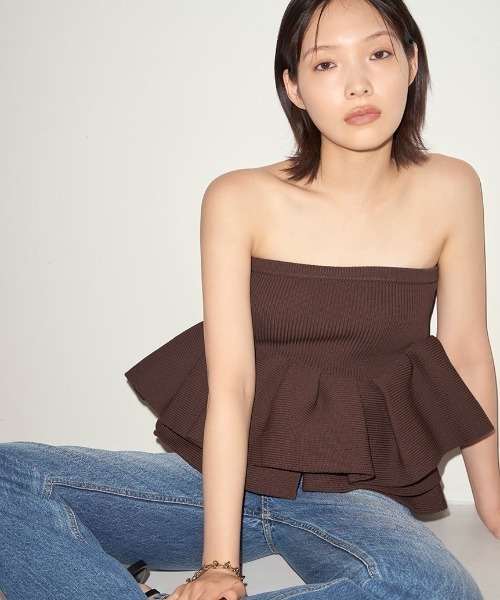 styling/スタイリング ラッフルニットベアトップ ラッフルニットベアトップ(ニット/カーディガン)｜トップス