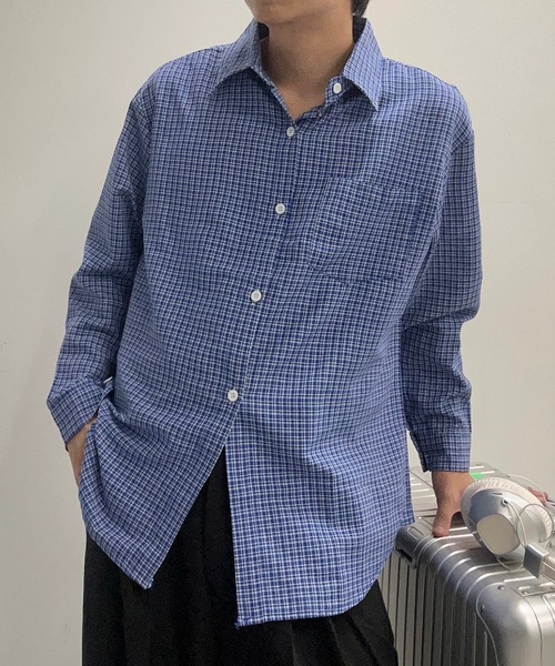 UNDERSTATEMENTs（アンダーステイトメント）の「【ユニセックス】ベーシックチェックシャツ（シャツ/ブラウス・メンズ・ブルー・LARGE/MEDIUM）」の17枚目の写真