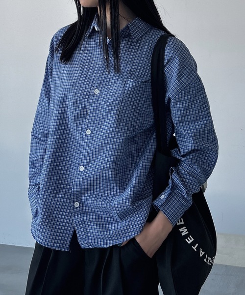 UNDERSTATEMENTs（アンダーステイトメント）の「【ユニセックス】ベーシックチェックシャツ（シャツ/ブラウス・メンズ・ブルー・LARGE/MEDIUM）」の4枚目の写真