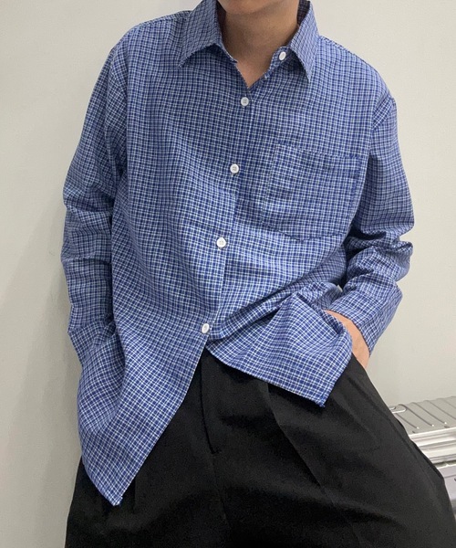 UNDERSTATEMENTs（アンダーステイトメント）の「【ユニセックス】ベーシックチェックシャツ（シャツ/ブラウス・メンズ・ブルー・LARGE/MEDIUM）」の3枚目の写真