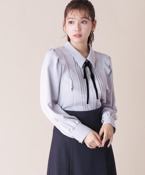 JILL by JILL STUART（ジルバイジルスチュアート）の「リボン付きピンタックブラウス（シャツ/ブラウス・レディース・ブルー/ピンク/ホワイト系その他・FREE）」の18枚目の写真