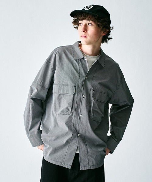 417 EDIFICE（フォーワンセブンエディフィス）の「【ZOZO限定】デタッチャブル ハンティングシャツ（シャツ/ブラウス・メンズ・グリーン/ブラック/オレンジ系その他/ブルー系その他/ブラック×ホワイト・S/M/L/XL）」の6枚目の写真