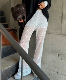 ampm（エーエムピーエム）の「カットレースシアーフレアパンツ（その他パンツ）」