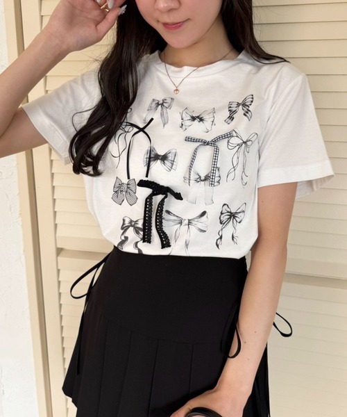 one after another NICE CLAUP（ワンアフターアナザーナイスクラップ）の「アソートTシャツ（Tシャツ/カットソー・レディース・オフホワイト/スミクロ/ホワイト系その他/サックスブルー・FREE）」の2枚目の写真