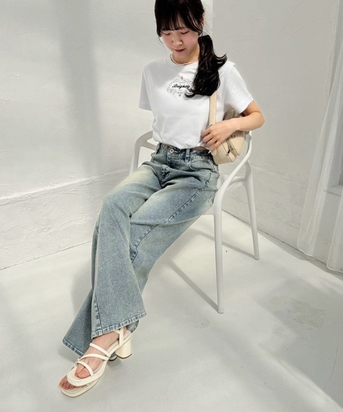 one after another NICE CLAUP（ワンアフターアナザーナイスクラップ）の「アソートTシャツ（Tシャツ/カットソー・レディース・オフホワイト/スミクロ/ホワイト系その他/サックスブルー・FREE）」の14枚目の写真