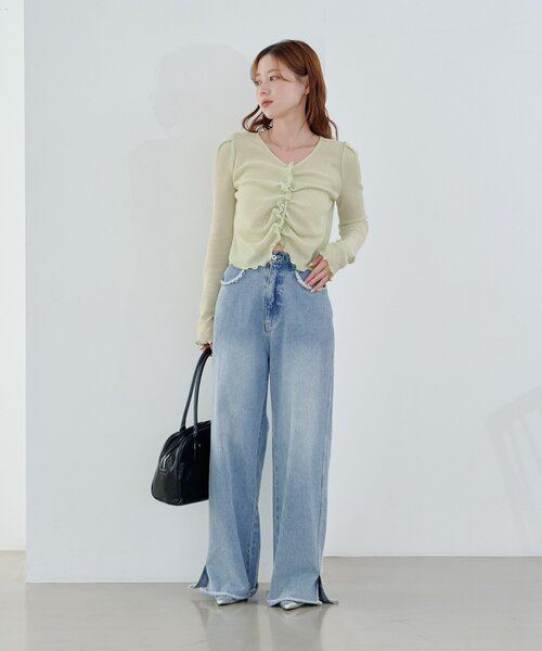 Kastane（カスタネ）の「【2WAY】フロントシャーリングTee（Tシャツ/カットソー・レディース・アイボリー/ライム/ピンク・FREE）」の20枚目の写真