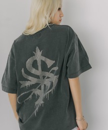 SUPPLIER/サプライヤー Vintage Wash Melt Cross Rhinestone Tee Tシャツ