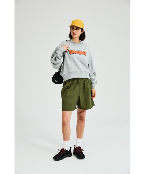 PARROTT CANVAS(パロットキャンバス)の「CROPPED WIDE SWEAT "Somehow"(スウェット・レディース・ネイビー/ミックスグレー・FREE)」の3枚目の写真
