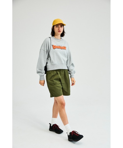 PARROTT CANVAS(パロットキャンバス)の「CROPPED WIDE SWEAT "Somehow"(スウェット・レディース・ネイビー/ミックスグレー・FREE)」の5枚目の写真