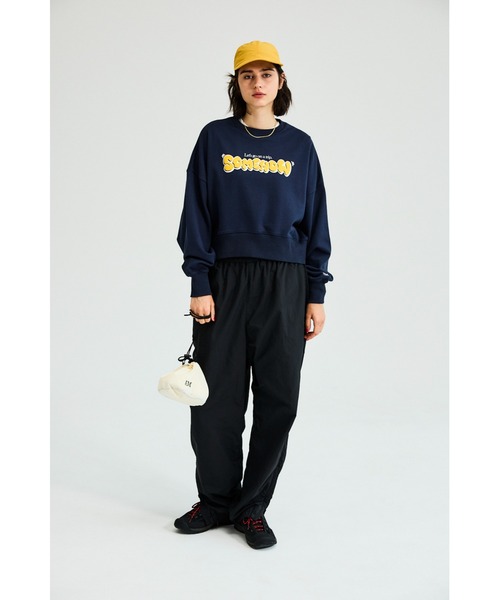 PARROTT CANVAS(パロットキャンバス)の「CROPPED WIDE SWEAT "Somehow"(スウェット・レディース・ネイビー/ミックスグレー・FREE)」の7枚目の写真