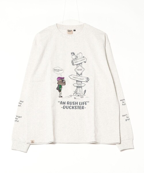 FREDY MAC(フレディーマック)の「【Duckster/ダックスター】吸水速乾天竺 AN RUSH LIFE ロングスリーブTシャツ(Tシャツ/カットソー・メンズ・ブラック/ライトブルー/アイボリー/サーモンピンク・M/L)」の2枚目の写真