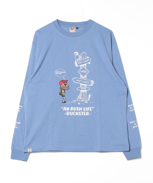 FREDY MAC(フレディーマック)の「【Duckster/ダックスター】吸水速乾天竺 AN RUSH LIFE ロングスリーブTシャツ(Tシャツ/カットソー・メンズ・ブラック/ライトブルー/アイボリー/サーモンピンク・M/L)」の4枚目の写真