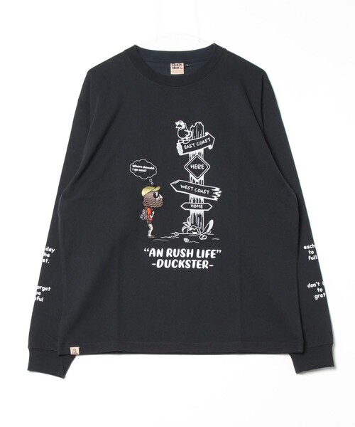 FREDY MAC(フレディーマック)の「【Duckster/ダックスター】吸水速乾天竺 AN RUSH LIFE ロングスリーブTシャツ(Tシャツ/カットソー・メンズ・ブラック/ライトブルー/アイボリー/サーモンピンク・M/L)」の3枚目の写真