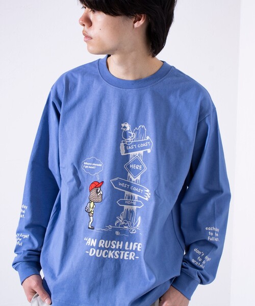 FREDY MAC(フレディーマック)の「【Duckster/ダックスター】吸水速乾天竺 AN RUSH LIFE ロングスリーブTシャツ(Tシャツ/カットソー・メンズ・ブラック/ライトブルー/アイボリー/サーモンピンク・M/L)」の7枚目の写真
