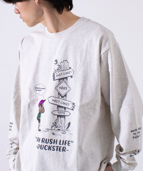 FREDY MAC(フレディーマック)の「【Duckster/ダックスター】吸水速乾天竺 AN RUSH LIFE ロングスリーブTシャツ(Tシャツ/カットソー・メンズ・ブラック/ライトブルー/アイボリー/サーモンピンク・M/L)」の15枚目の写真