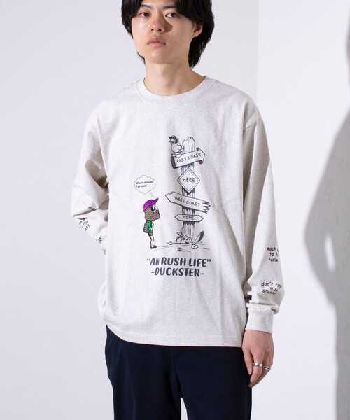 FREDY MAC(フレディーマック)の「【Duckster/ダックスター】吸水速乾天竺 AN RUSH LIFE ロングスリーブTシャツ(Tシャツ/カットソー・メンズ・ブラック/ライトブルー/アイボリー/サーモンピンク・M/L)」の16枚目の写真