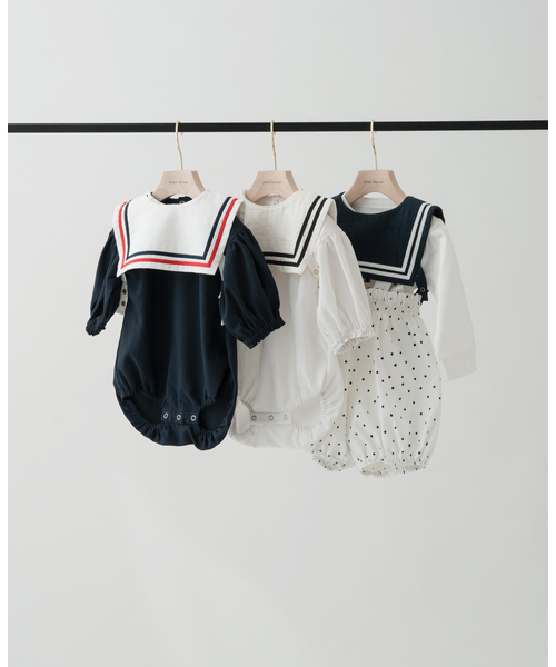 IENA ENFANT 黒チェック柄ロンパース  スタイ　セット IENA ENFANT 黒チェック柄ロンパース スタイ セット