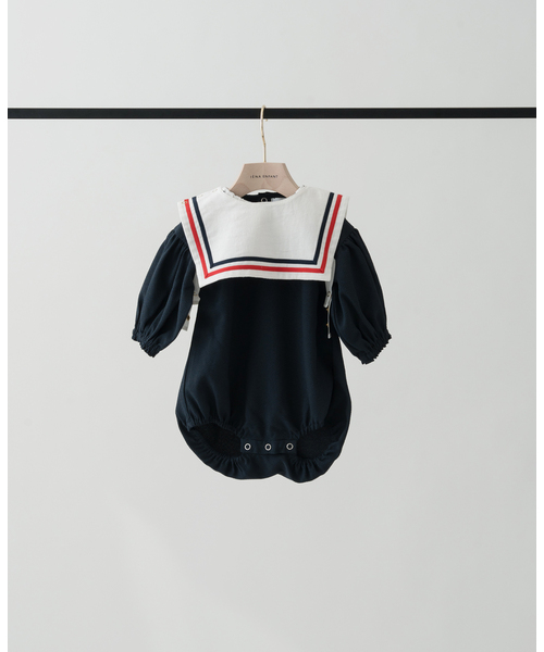 IENA ENFANT 黒チェック柄ロンパース  スタイ　セット 襟付きロンパース baby(70cm-90cm)（ロンパース）｜IENA ENFANT