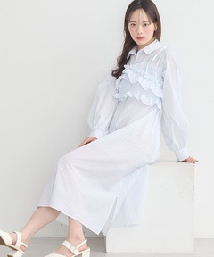 ワンピース Herlipto Pleated Open Shirt Dress Pleated Open Shirt Dress（ワンピース）｜Her lip to（ハー
