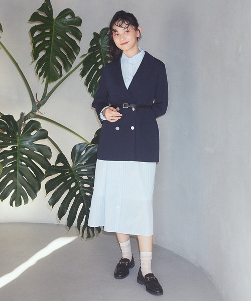 earth music&ecology（アースミュージックアンドエコロジー）の「SET2点シャーリングビスチェ＋シャツワンピース（シャツワンピース・レディース・オフホワイト/ブルー/イエロー・FREE）」の7枚目の写真