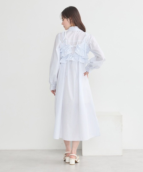 earth music&ecology（アースミュージックアンドエコロジー）の「SET2点シャーリングビスチェ＋シャツワンピース（シャツワンピース・レディース・オフホワイト/ブルー/イエロー・FREE）」の16枚目の写真