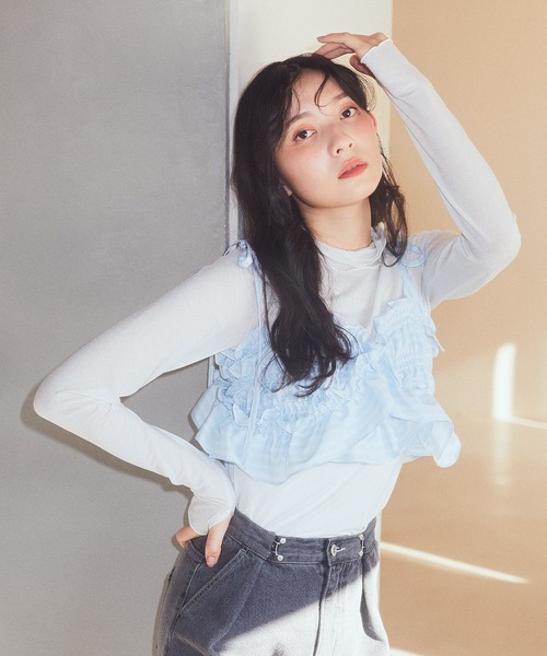 earth music&ecology（アースミュージックアンドエコロジー）の「SET2点シャーリングビスチェ＋シャツワンピース（シャツワンピース・レディース・オフホワイト/ブルー/イエロー・FREE）」の11枚目の写真