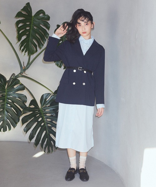 earth music&ecology（アースミュージックアンドエコロジー）の「SET2点シャーリングビスチェ＋シャツワンピース（シャツワンピース・レディース・オフホワイト/ブルー/イエロー・FREE）」の8枚目の写真