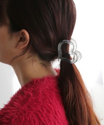 colleca la | クリアマーブル ハートバンスクリップ(バレッタ/ヘアクリップ)