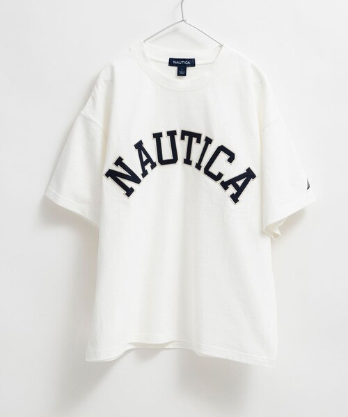 NAUTICA(ノーティカ)の「【NAUTICA/ノーティカ】ロゴアップリケ半袖Tシャツ25SS(Tシャツ/カットソー・キッズ・オフホワイト/ブラック/ブルー/グリーン・S/M/L/XL)」の1枚目の写真