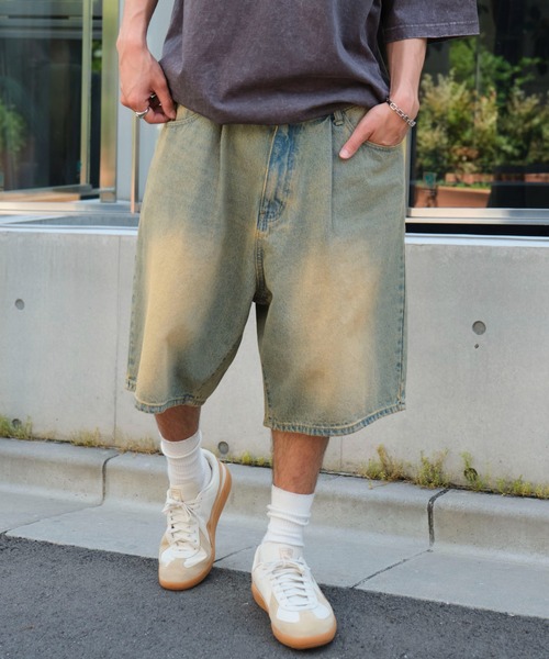 WEGO（ウィゴー）の「WEGO/イージーバギーデニムショーツ（デニムパンツ・メンズ・スカイブルー/コバルトブルー/ブラック系2/グレー・SMALL/MEDIUM/LARGE）」の3枚目の写真