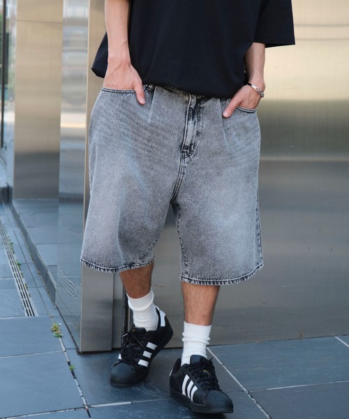 WEGO（ウィゴー）の「WEGO/イージーバギーデニムショーツ（デニムパンツ・メンズ・スカイブルー/コバルトブルー/ブラック系2/グレー・SMALL/MEDIUM/LARGE）」の15枚目の写真