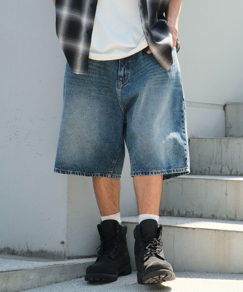 WEGO（ウィゴー）の「WEGO/イージーバギーデニムショーツ（デニムパンツ・メンズ・スカイブルー/コバルトブルー/ブラック系2/グレー・SMALL/MEDIUM/LARGE）」の19枚目の写真