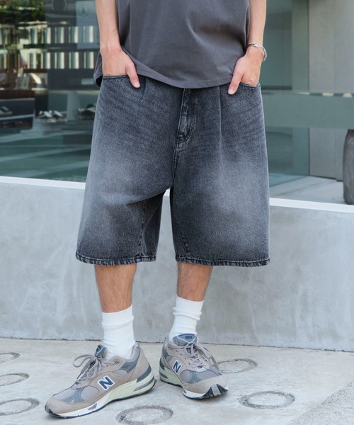 WEGO（ウィゴー）の「WEGO/イージーバギーデニムショーツ（デニムパンツ・メンズ・スカイブルー/コバルトブルー/ブラック系2/グレー・SMALL/MEDIUM/LARGE）」の18枚目の写真