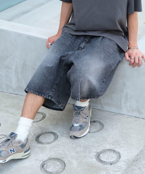 WEGO（ウィゴー）の「WEGO/イージーバギーデニムショーツ（デニムパンツ・メンズ・スカイブルー/コバルトブルー/ブラック系2/グレー・SMALL/MEDIUM/LARGE）」の16枚目の写真