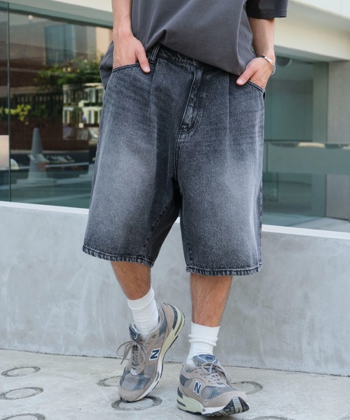 WEGO（ウィゴー）の「WEGO/イージーバギーデニムショーツ（デニムパンツ・メンズ・スカイブルー/コバルトブルー/ブラック系2/グレー・SMALL/MEDIUM/LARGE）」の7枚目の写真