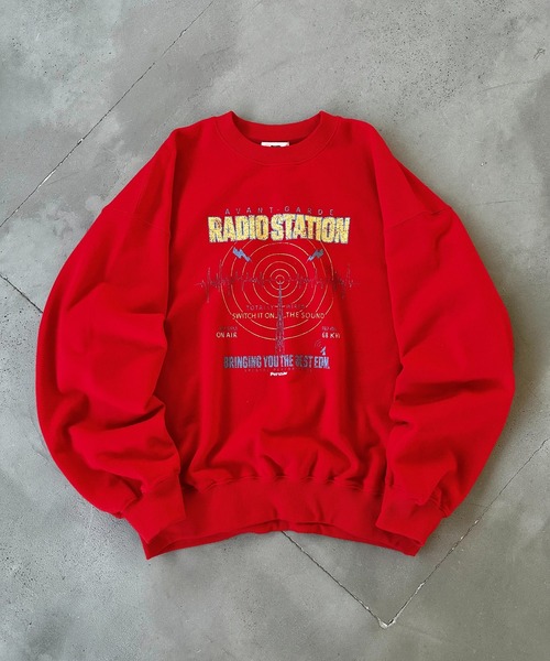 Perushu(ペルーシュ)の「Retro assort print draw code sweat レトロアソートプリントドローコードスウェット(スウェット・メンズ・ブラック/ライトグレー/レッド/ネイビー・LARGE/MEDIUM)」の4枚目の写真