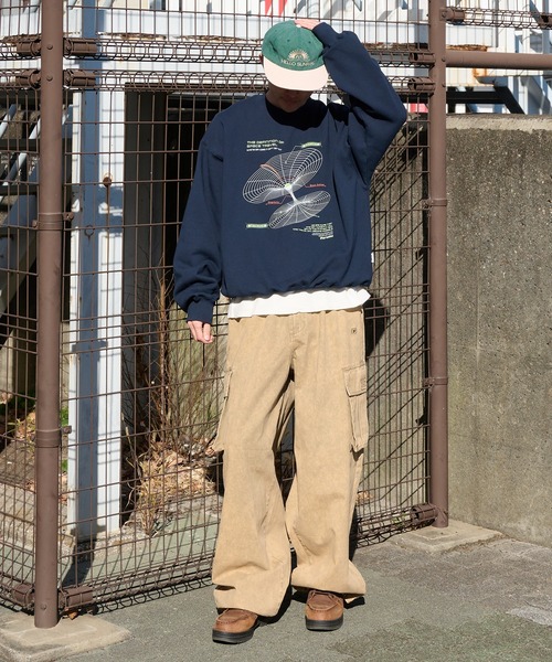 Perushu(ペルーシュ)の「Retro assort print draw code sweat レトロアソートプリントドローコードスウェット(スウェット・メンズ・ブラック/ライトグレー/レッド/ネイビー・LARGE/MEDIUM)」の14枚目の写真