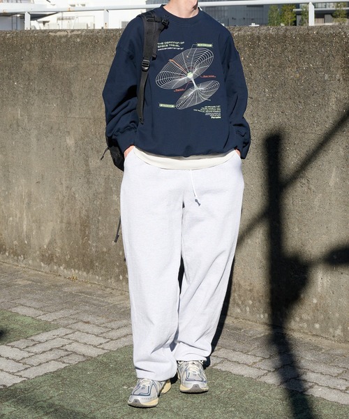 Perushu(ペルーシュ)の「Retro assort print draw code sweat レトロアソートプリントドローコードスウェット(スウェット・メンズ・ブラック/ライトグレー/レッド/ネイビー・LARGE/MEDIUM)」の5枚目の写真