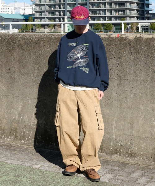 Perushu(ペルーシュ)の「Retro assort print draw code sweat レトロアソートプリントドローコードスウェット(スウェット・メンズ・ブラック/ライトグレー/レッド/ネイビー・LARGE/MEDIUM)」の16枚目の写真