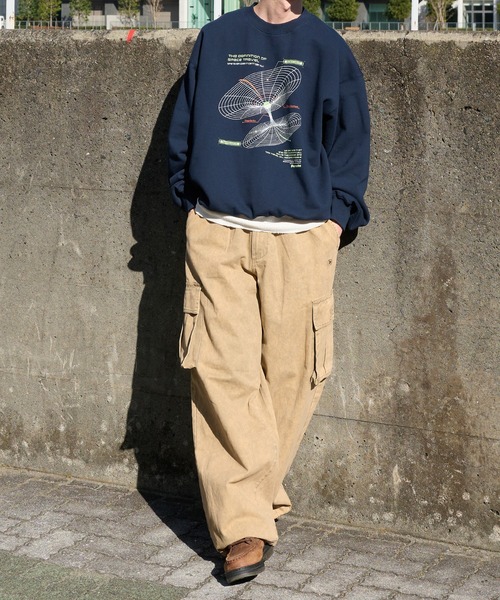 Perushu(ペルーシュ)の「Retro assort print draw code sweat レトロアソートプリントドローコードスウェット(スウェット・メンズ・ブラック/ライトグレー/レッド/ネイビー・LARGE/MEDIUM)」の11枚目の写真