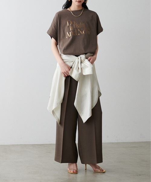 LARUTA(ラルータ)の「【LARUTA】汗染み防止バックスリットロゴT(Tシャツ/カットソー・レディース・ライトグレー/ブラウン/オフホワイト/スミクロ・FREE)」の22枚目の写真